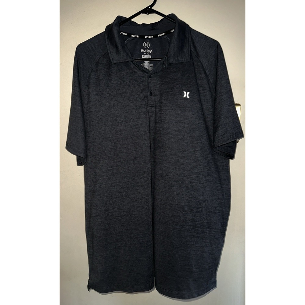 Hurley Mens Charcoal Gray Polo Size XL 1/4 Button Short Sleeve Collar Golf Soft